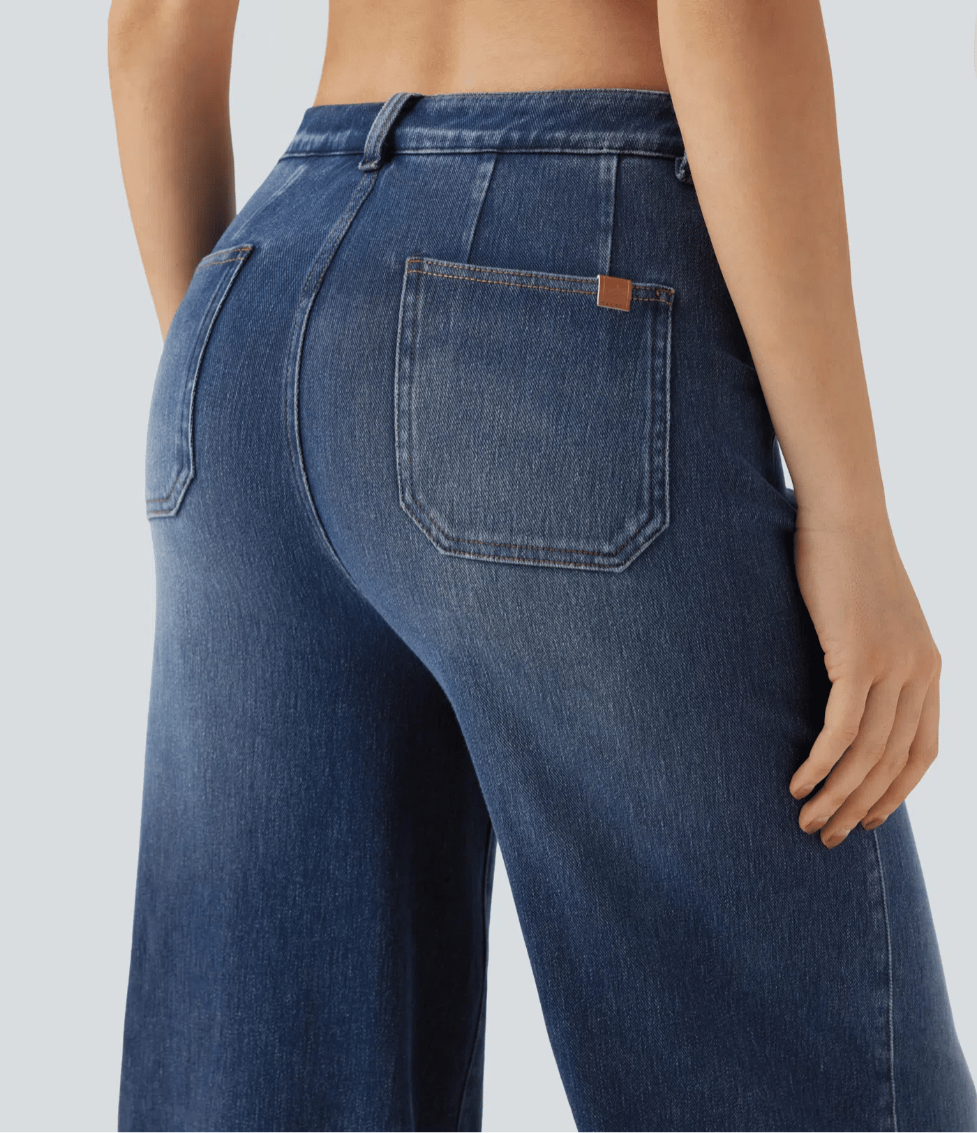 High Waisted SecureSmooth™ Tummy Control Wide Leg Stretchy Jeans