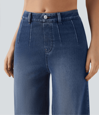High Waisted SecureSmooth™ Tummy Control Wide Leg Stretchy Jeans